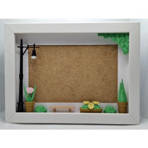 Virágmintás, 3D nyomtatott dioráma képkeret, 20×15×3 cm – Ari Art