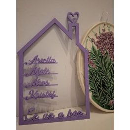Névvel és felirattal személyre szabott, 3D nyomtatott ház sziluett dekor, 23×14 cm – Ari Art