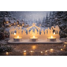 Betlehemes jelenetet ábrázoló, 7×20 cm-es 3D nyomtatott mécsestartó – Ari Art