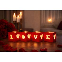 LOVE feliratú, 3D nyomtatott mécsestartó – Ari Art