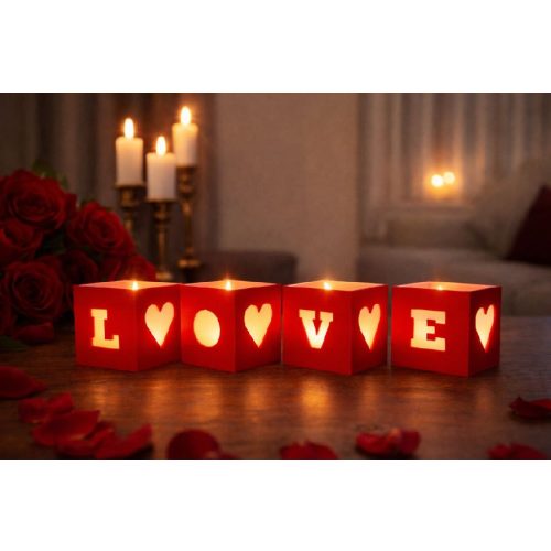 LOVE feliratú, 3D nyomtatott mécsestartó – Ari Art