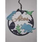 Dínó formájú, 20 cm átmérőjű 3D nyomtatott ajtódísz – Ari Art