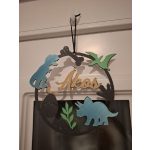 Dínó formájú, 20 cm átmérőjű 3D nyomtatott ajtódísz – Ari Art